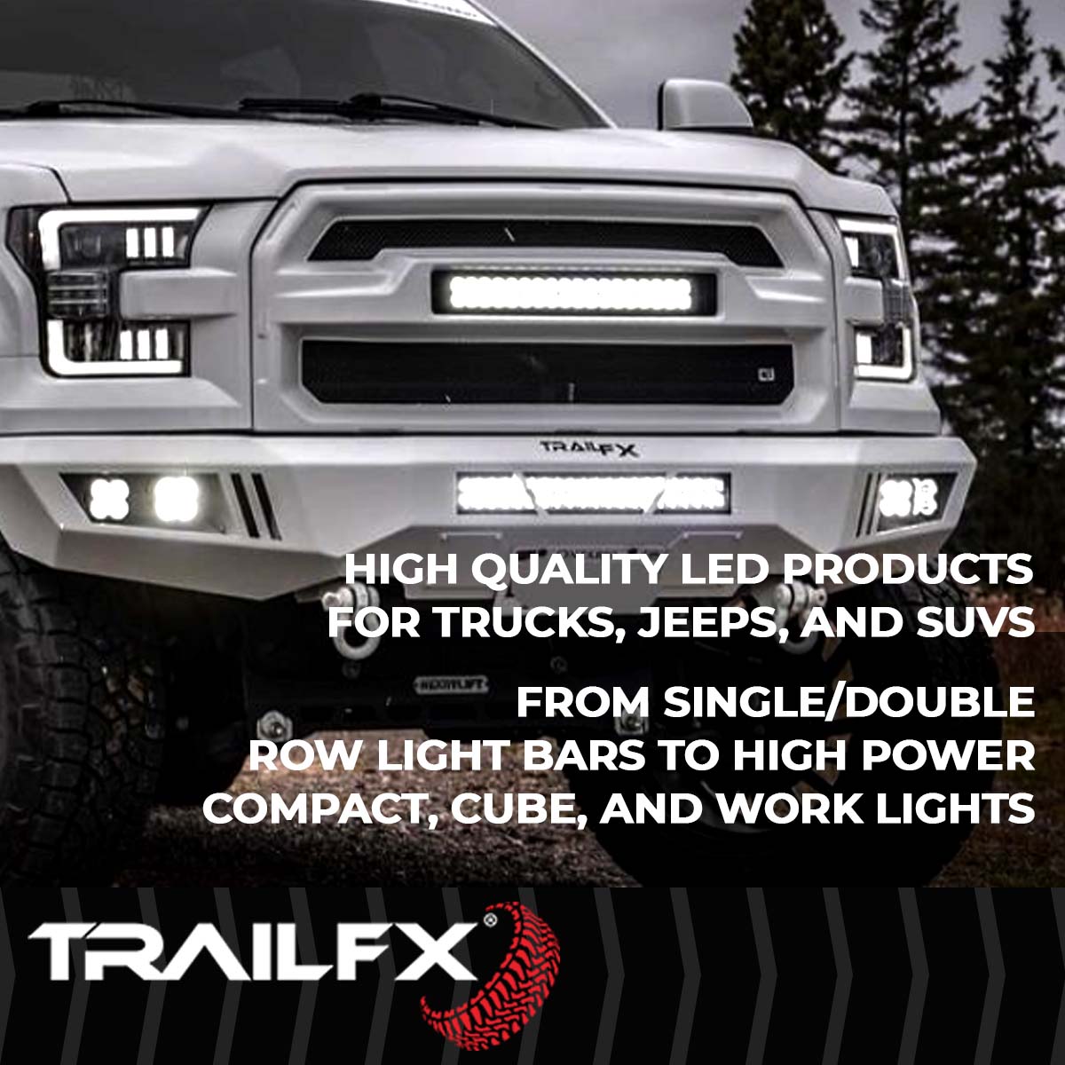 TrailFX Driving Light - 90 Degree Flood Beam, 2400 Raw Lumens/ 1500 Effective (2X2CFBKPR)