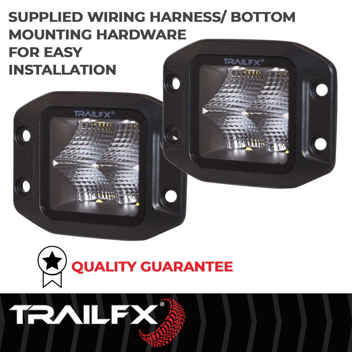 TrailFX Driving Light - 90 Degree Flood Beam, 2400 Raw Lumens/ 1500 Effective (2X2CFFMBPR)