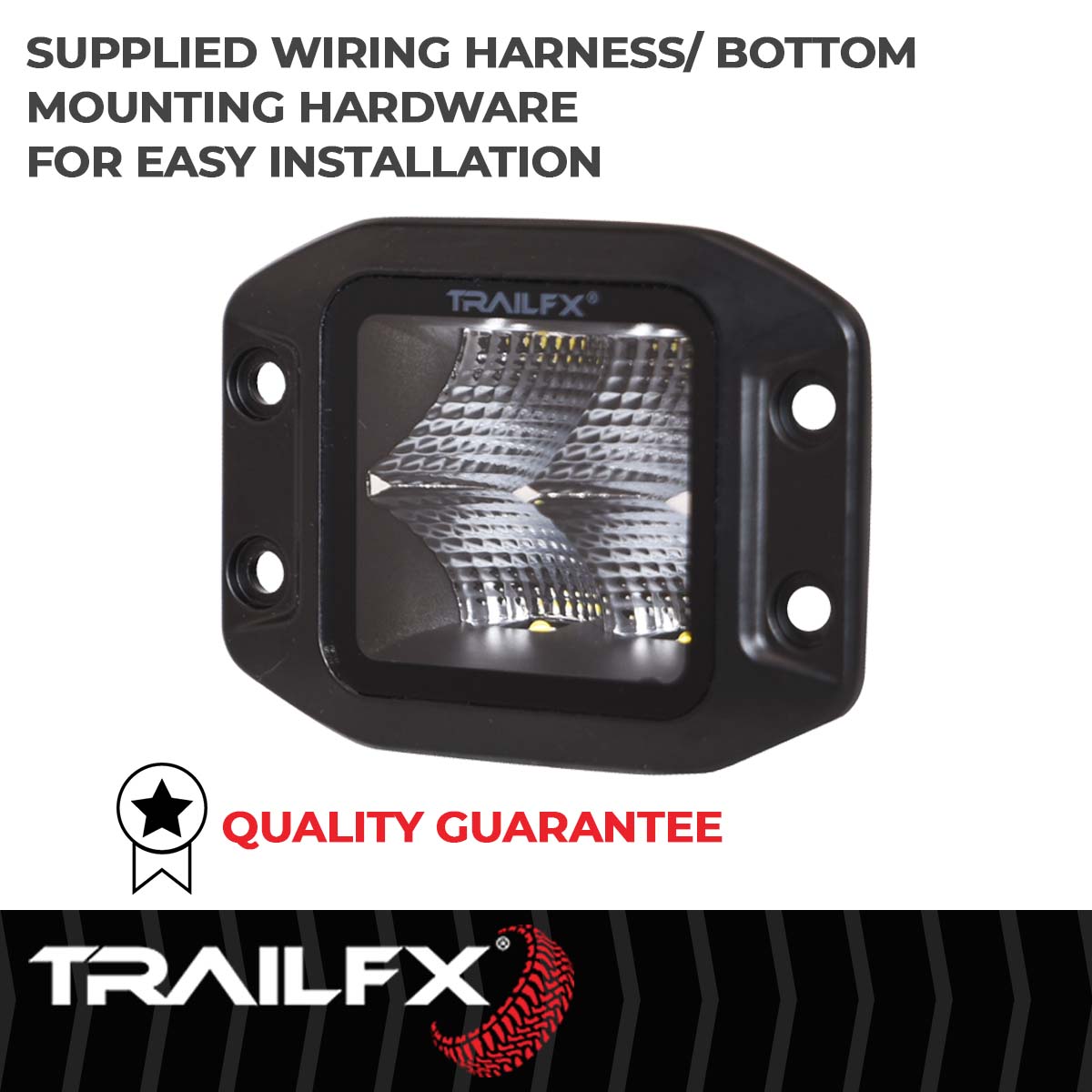 TrailFX Driving Light - 90 Degree Flood Beam, 2400 Raw Lumens/ 1500 Effective (2X2CFFMB)