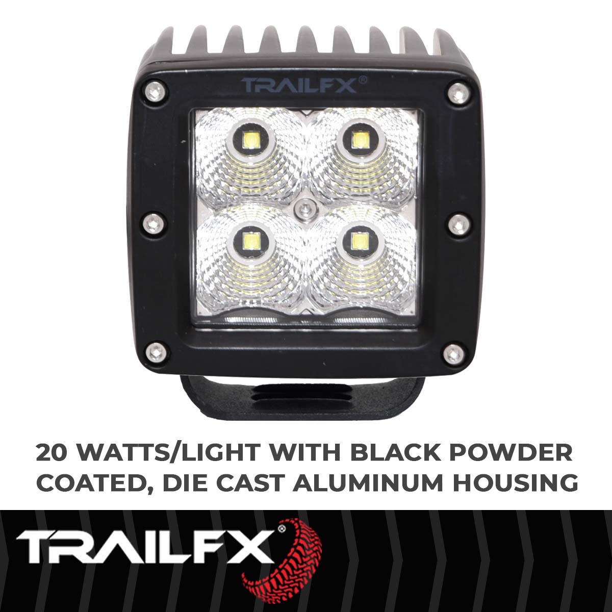 TrailFX Driving Light - 90 Degree Flood Beam, 1920 Raw Lumens/ 1200 Effective (2X2CF)