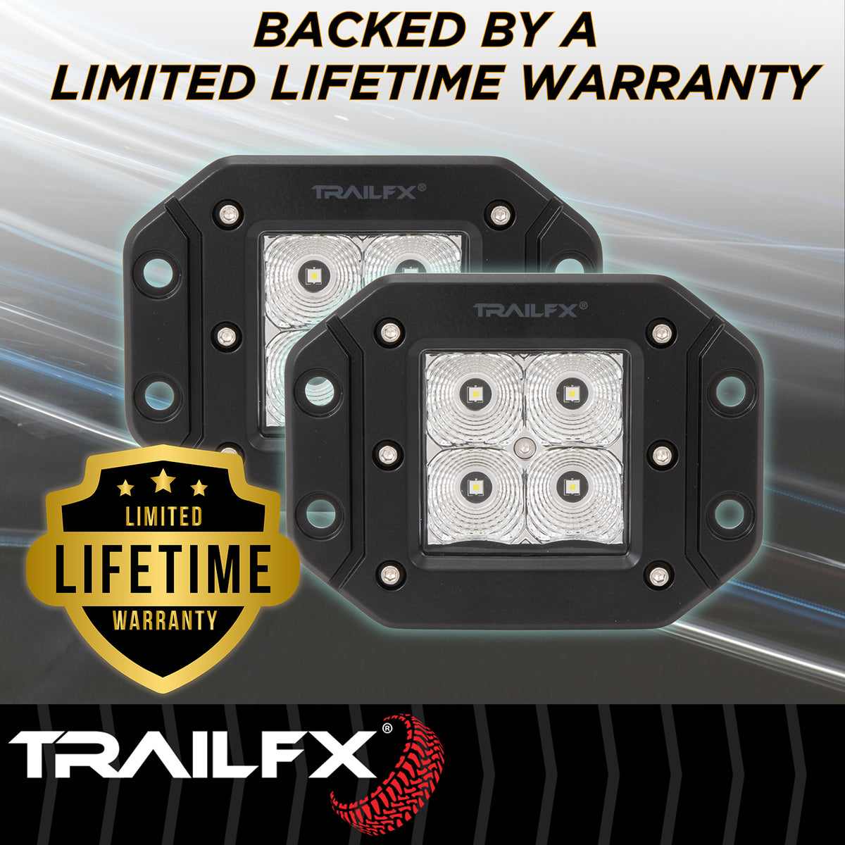 TrailFX Driving Light - 3 Inch Square, 20 Watt Blubs Amp Draw 1.2 AMP At 12 Volts (2X2FMF2)