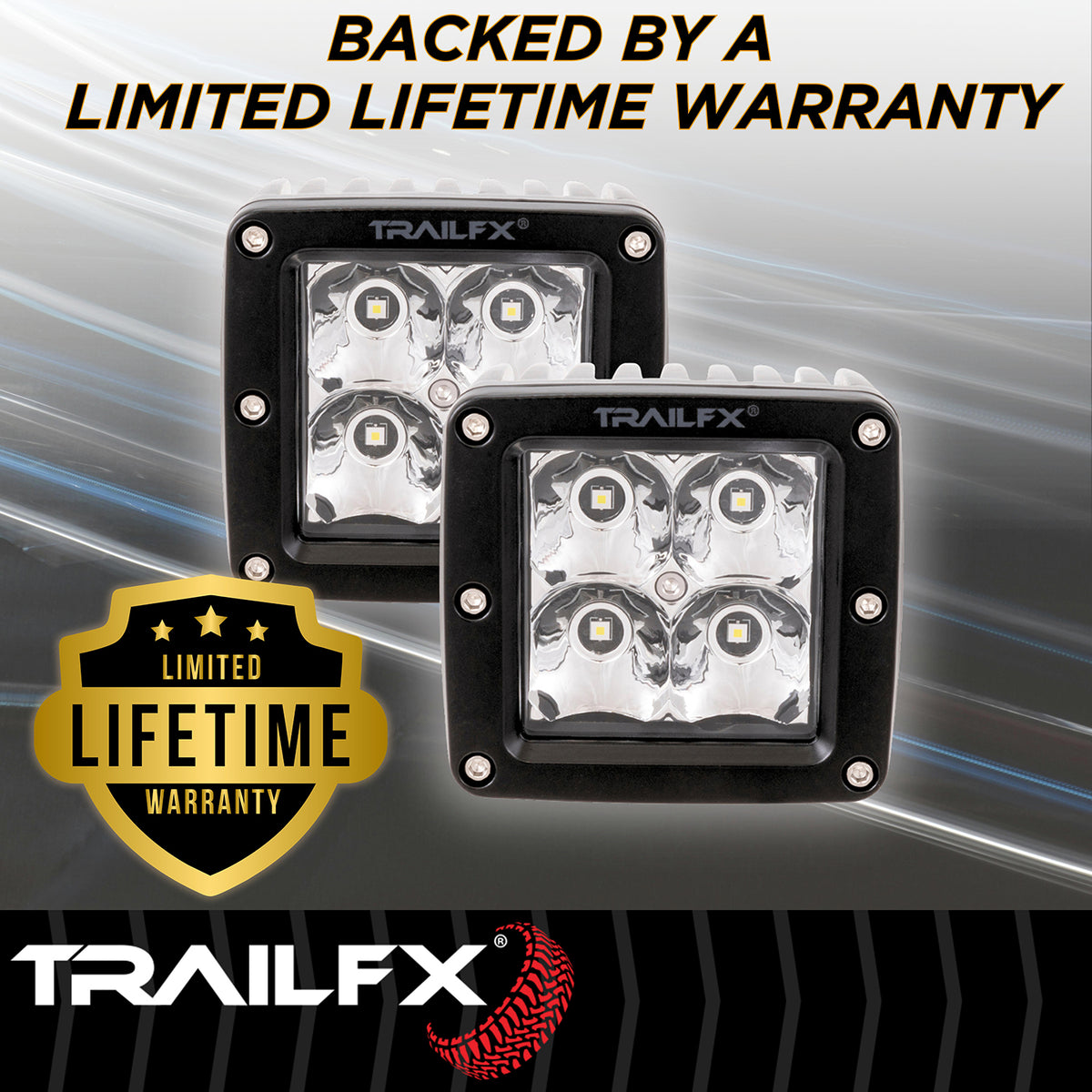 TrailFX Driving Light - 3 Inch Square, 20 Watt Blubs Amp Draw 1.2 AMP At 12 Volts (2X2S2)