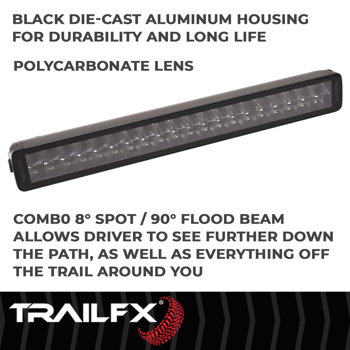 TrailFX Light Bar - 8 Degree Spot/ 90 Degree Flood Beam Combination, 17500 Raw/ (30DRSCMB)