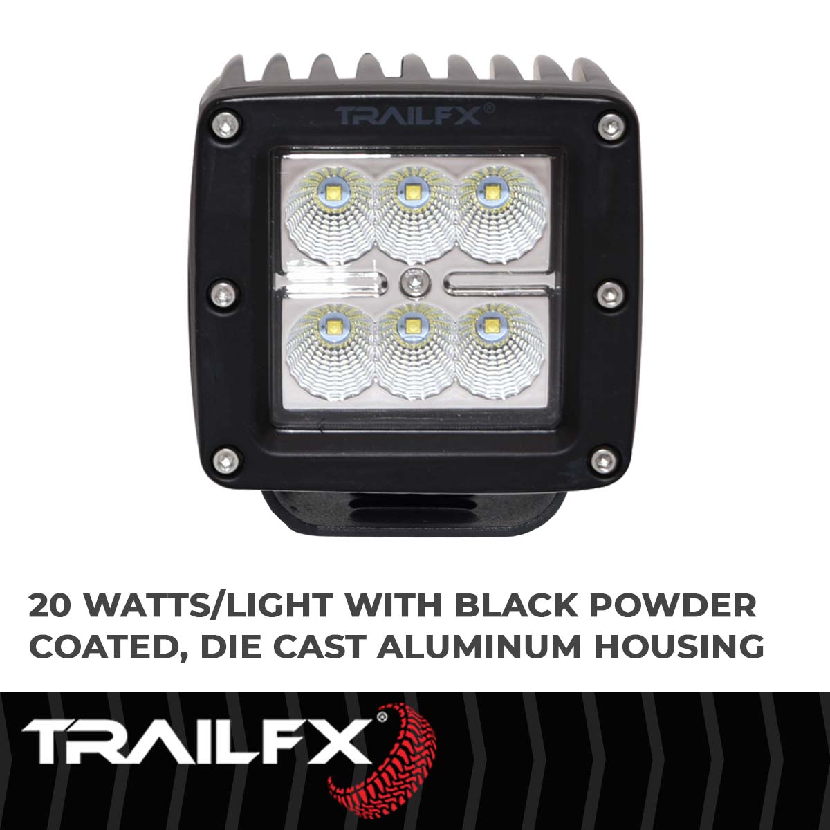 TrailFX Driving Light - 90 Degree Flood Beam, 1620 Raw Lumens/ 940 Effective (3X2CF)