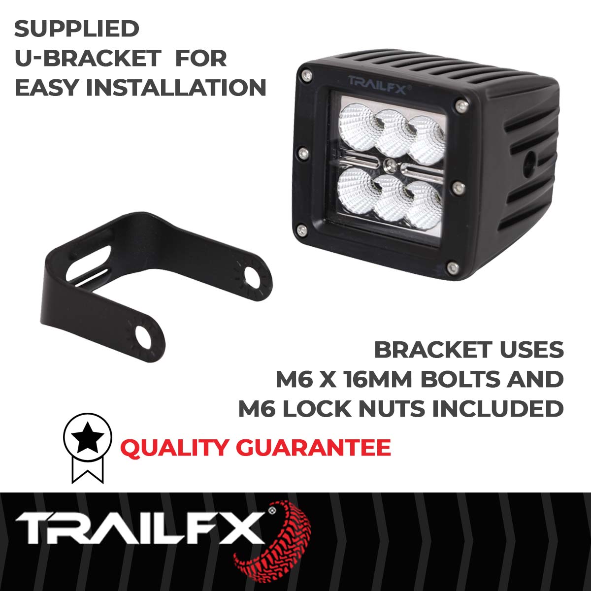 TrailFX Driving Light - 90 Degree Flood Beam, 1620 Raw Lumens/ 940 Effective (3X2CF)