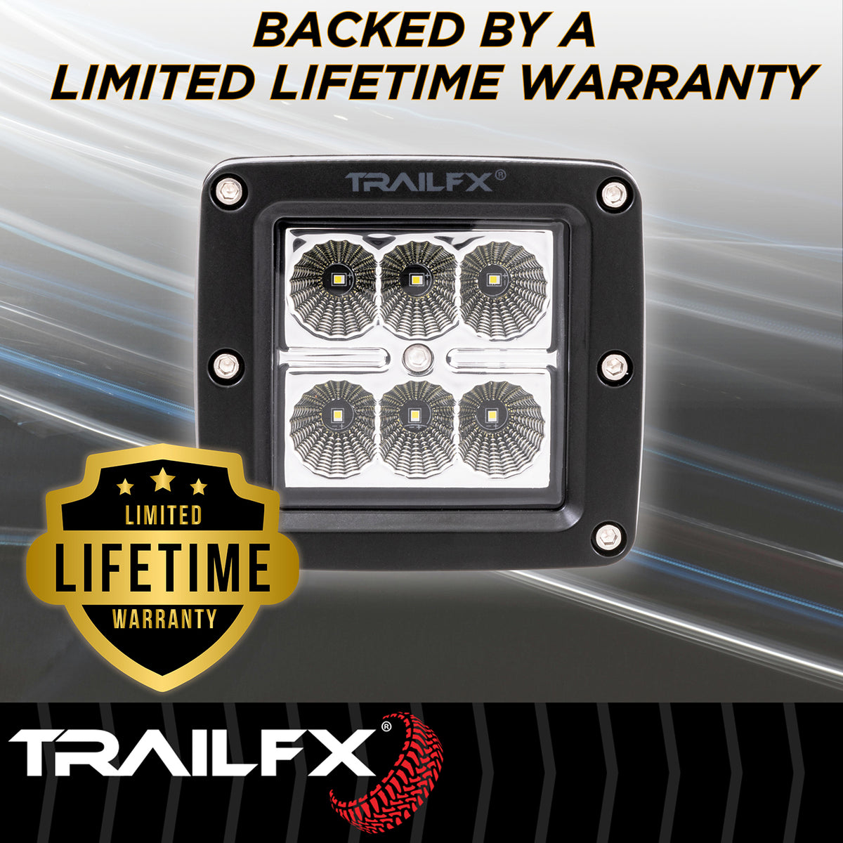 TrailFX Driving Light - 3 Inch Square, 18 Watt Blubs Amp Draw 1.4 AMP At 12 Volts (3X2F1)