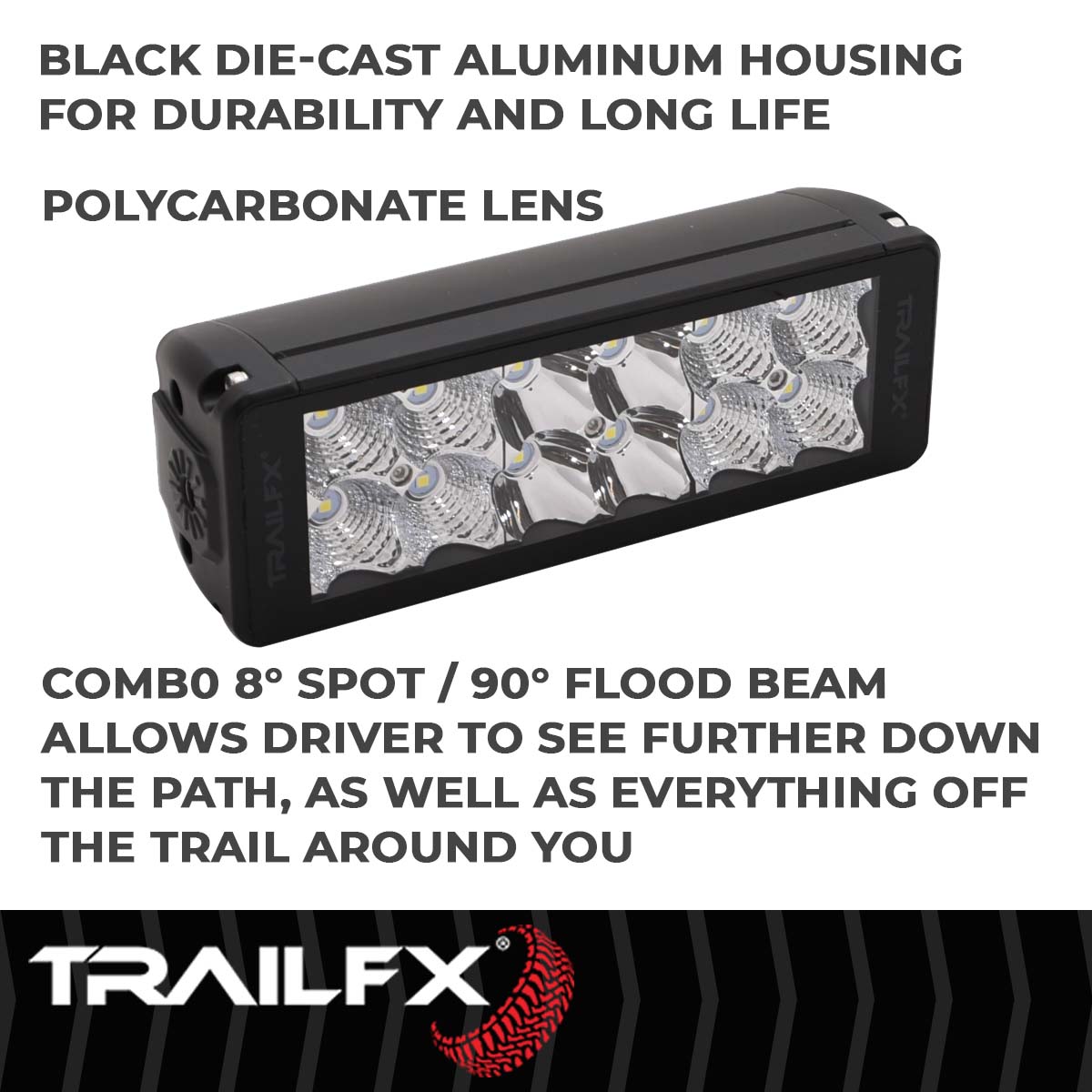 TrailFX Light Bar - 12 Inch x 1-1/2 Inch Width (6DRSCM)