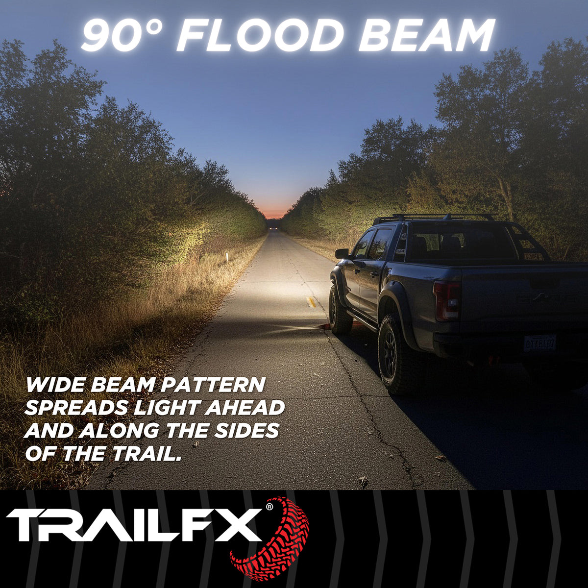 TrailFX Work Light - Pedestal Mount, 18 Watts, 90 Degree Flood Beam, 2520 Raw/ (6SRUTLF2)