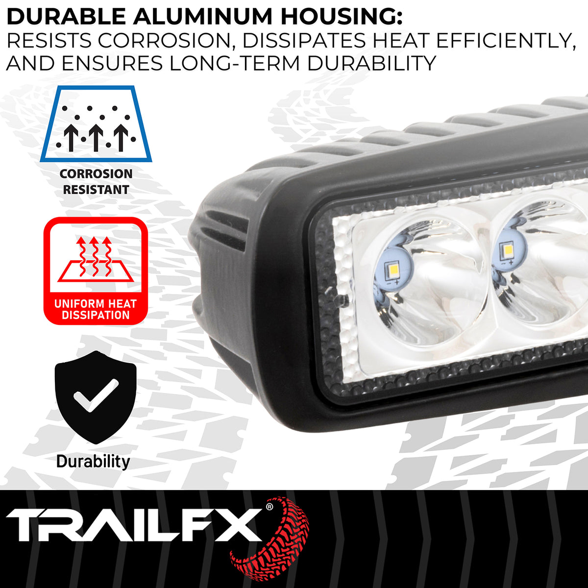 TrailFX Work Light - Pedestal Mount, 18 Watts, 25 Degree Spot Beam, 2520 Raw/ (6SRUTLS2)