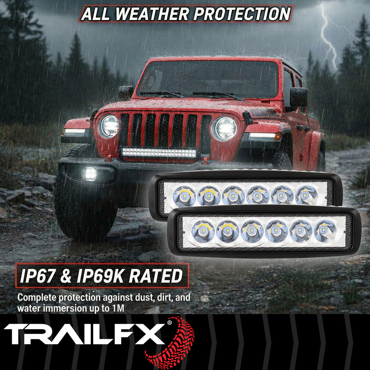 TrailFX Work Light - Pedestal Mount, 18 Watts, 25 Degree Spot Beam, 2520 Raw/ (6SRUTLS2)