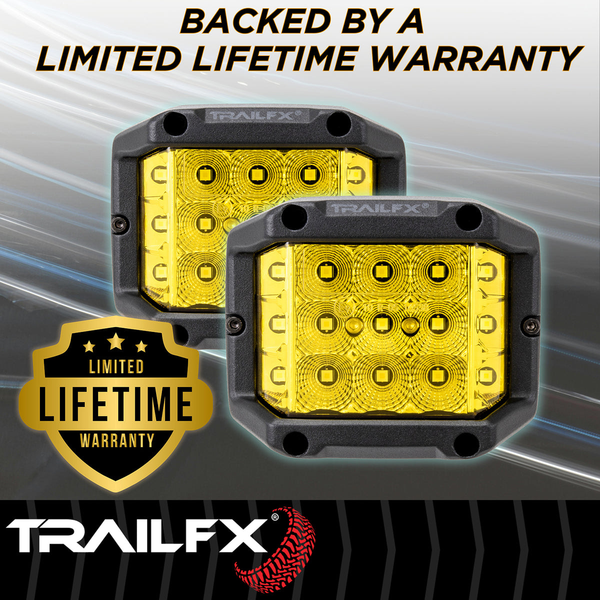 TrailFX Driving Light - 4 Inch Square, 75 Watt Blubs Amp Draw 2.2 AMP At 12 Volts (PODSIDAMS2)