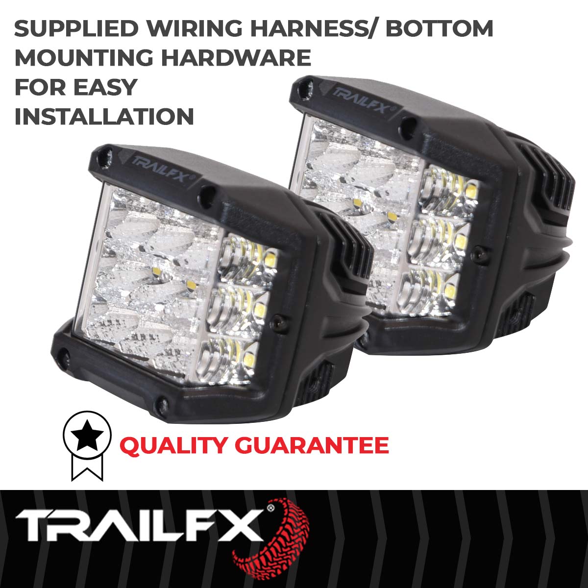 TrailFX Driving Light - 60 Degree Spot/ 140 Degree Flood Beam Combination, 9000 Raw (PODSIDEFPR)