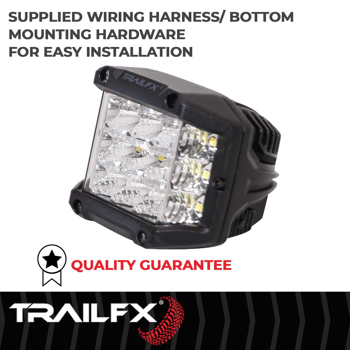 TrailFX Driving Light - 60 Degree Spot/ 140 Degree Flood Beam Combination, 9000 Raw (PODSIDEF)