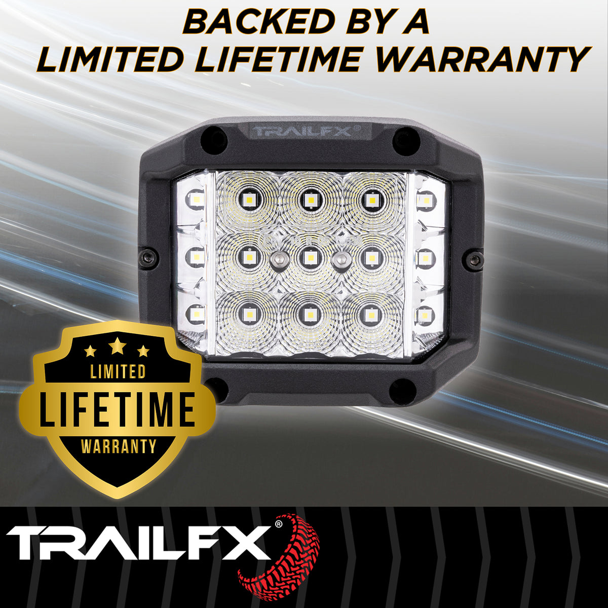 TrailFX Driving Light - 4 Inch Square, 75 Watt Blubs Amp Draw 2.2 AMP At 12 Volts (PODSIDF1)