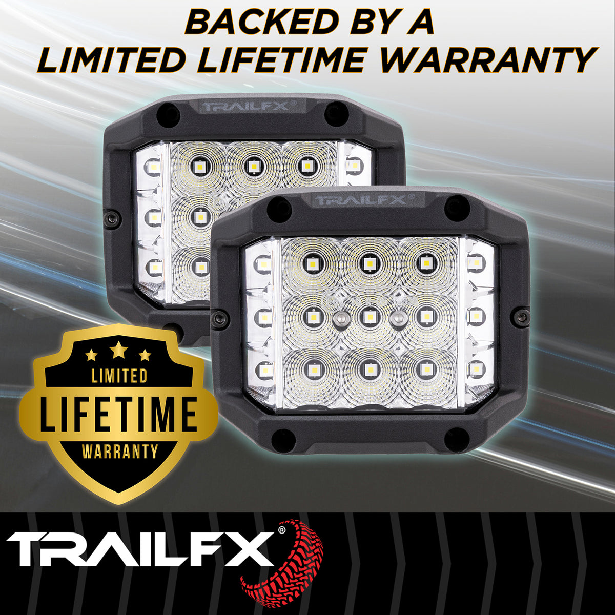 TrailFX Driving Light - 4 Inch Square, 75 Watt Blubs Amp Draw 2.2 AMP At 12 Volts (PODSIDF2)