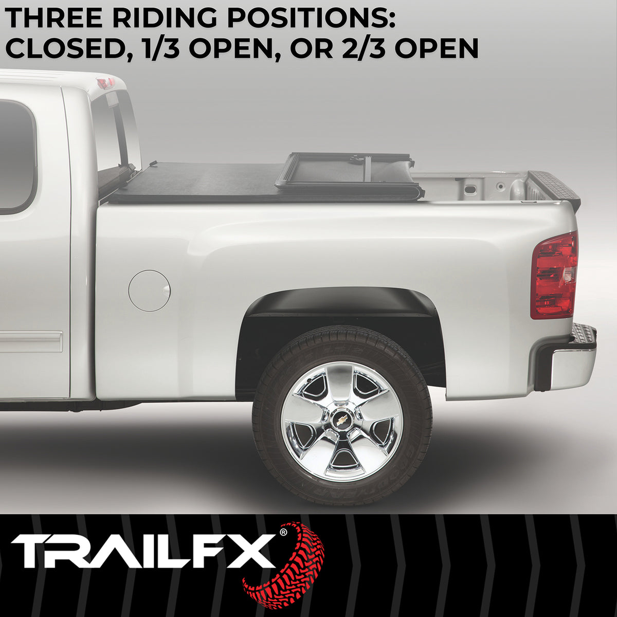 TrailFX Tonneau Cover For Chevrolet Colorado, GMC Canyon - Soft Tri-Fold Non-Lockable Black Vinyl With Aluminum Rails (TFX1113)