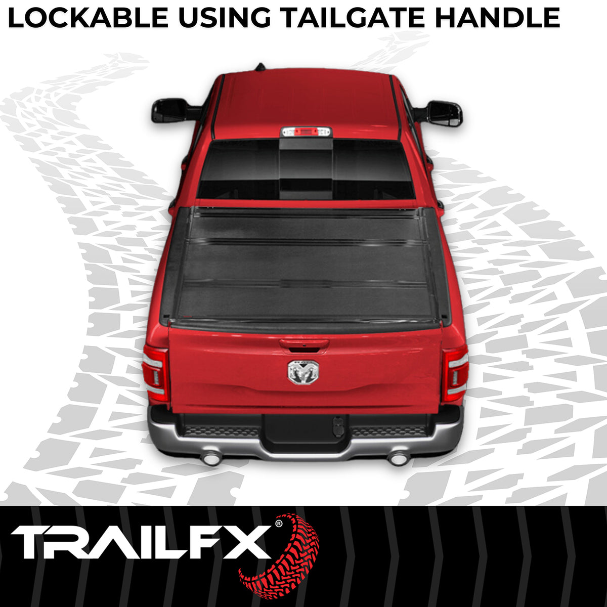 TrailFX Tonneau Cover For Ram 1500 - Low Profile, Lockable Using Tailgate Handle Lock, Black (TFX2523)