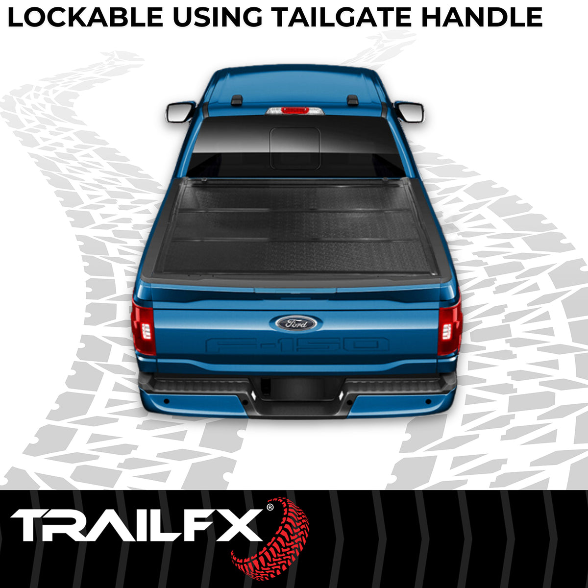 TrailFX Tonneau Cover For Ford F-150 - Hard Tri Fold Low Profile Lockable Using Tailgate Handle (TFX3524)