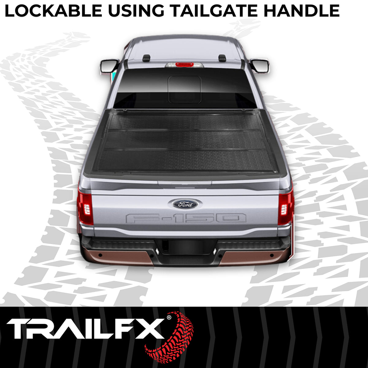 TrailFX Tonneau Cover For Ford F-150 - Hard Tri Fold Low Profile Lockable Using Tailgate Handle (TFX3525)
