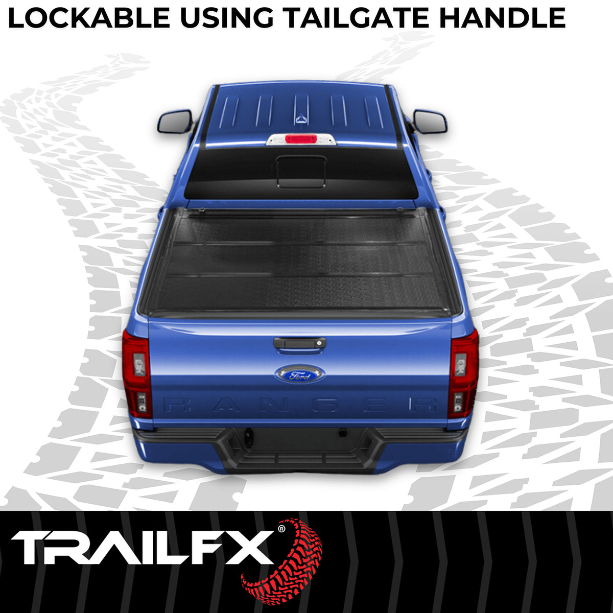 TrailFX Tonneau Cover For Ford Ranger - Low Profile, Lockable Using Tailgate Handle Lock, Black (TFX3527)