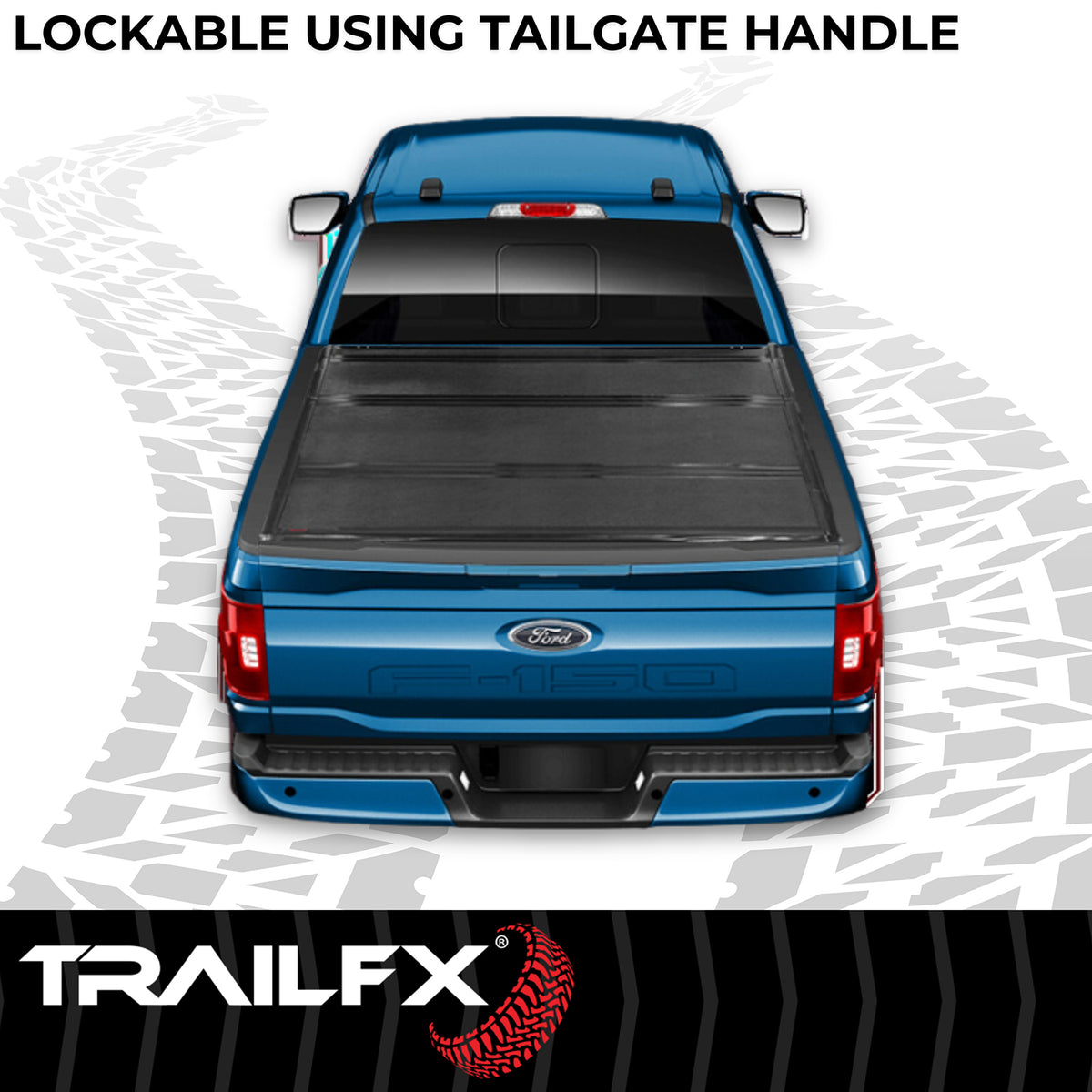TrailFX Tonneau Cover For Ford F-150, Ford F-150 Lightning - TFX Premium Flush Tri-Fold, Lockable, Black, Aluminum, With (TFX3709)