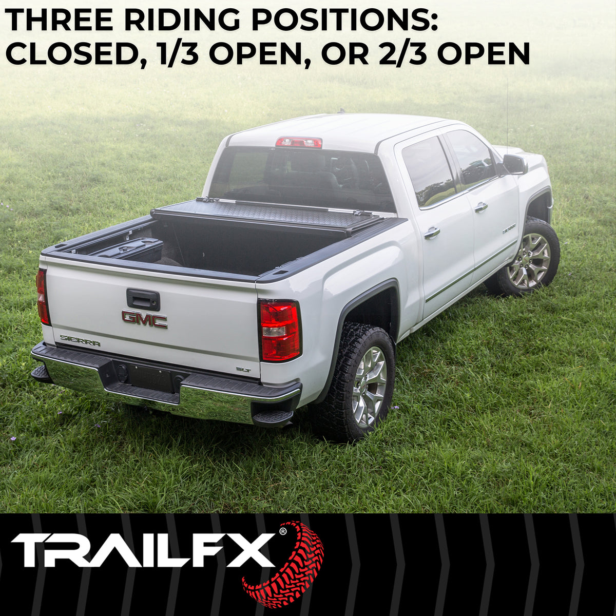 TrailFX Tonneau Cover For Toyota Tacoma - Hard Tri Fold Low Profile Lockable Using Tailgate Handle (TFX5526)