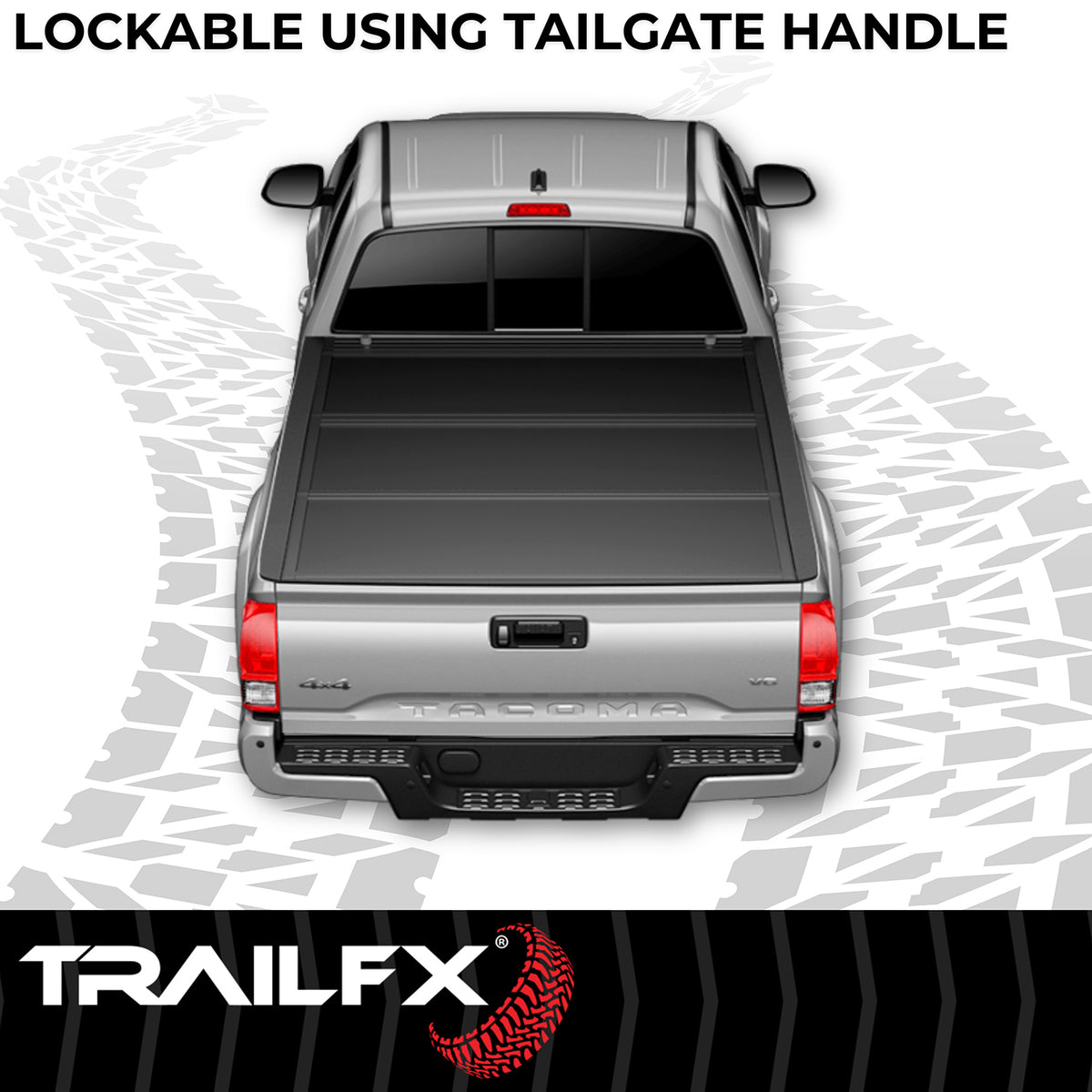 TrailFX Tonneau Cover For Toyota Tacoma - Hard Tri Fold Low Profile Lockable Using Tailgate Handle (TFX5526)
