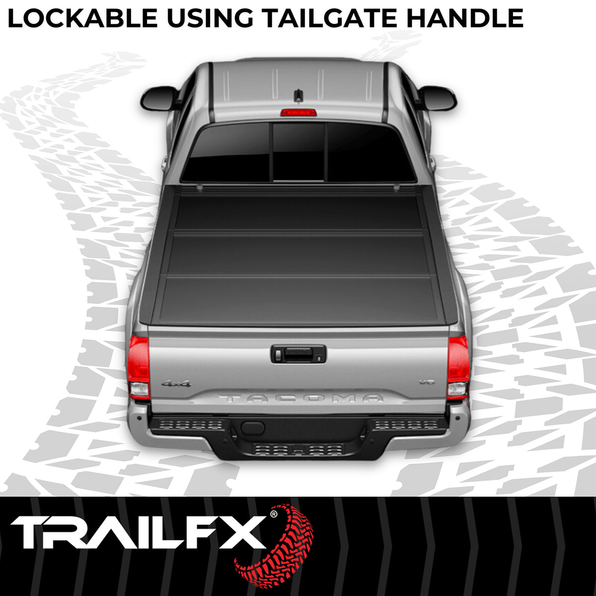 TrailFX Tonneau Cover For Toyota Tacoma - 2 Folds/ 3 Panels, 3 Riding Positions, Lockable, Black (TFX5711)
