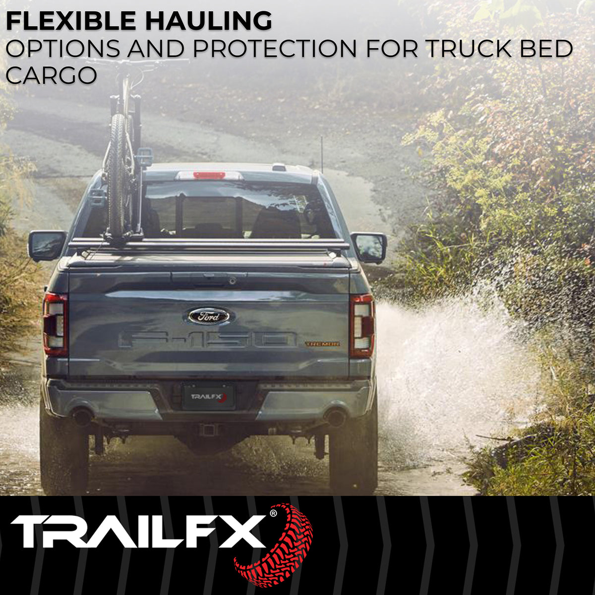 TrailFX Tonneau Cover For Ford F-150 - Manual Retractable, Key Lockable, Black Matte Powder (TFX6004)