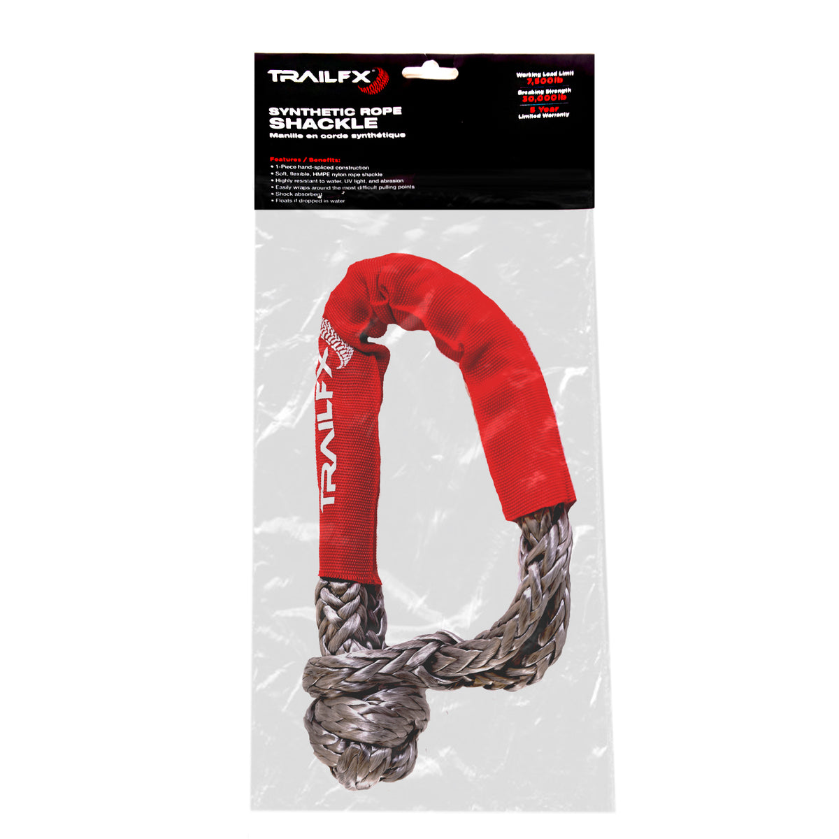 TrailFX Multi-Purpose Shackle - 7/16 Inch HMPE Synthetic Rope, 30,000 Pound Break Strength/ (WA046)