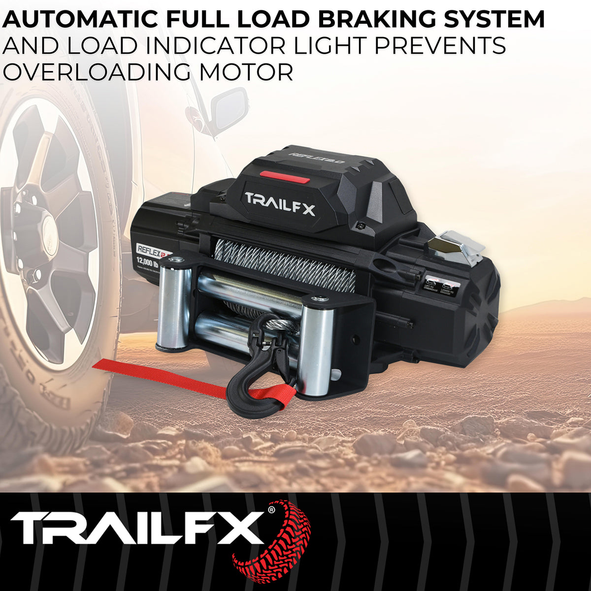 TrailFX Winch - 12 Volt Electric, 12000 Pound Line Pull Capacity, 94 Foot (WR212B)