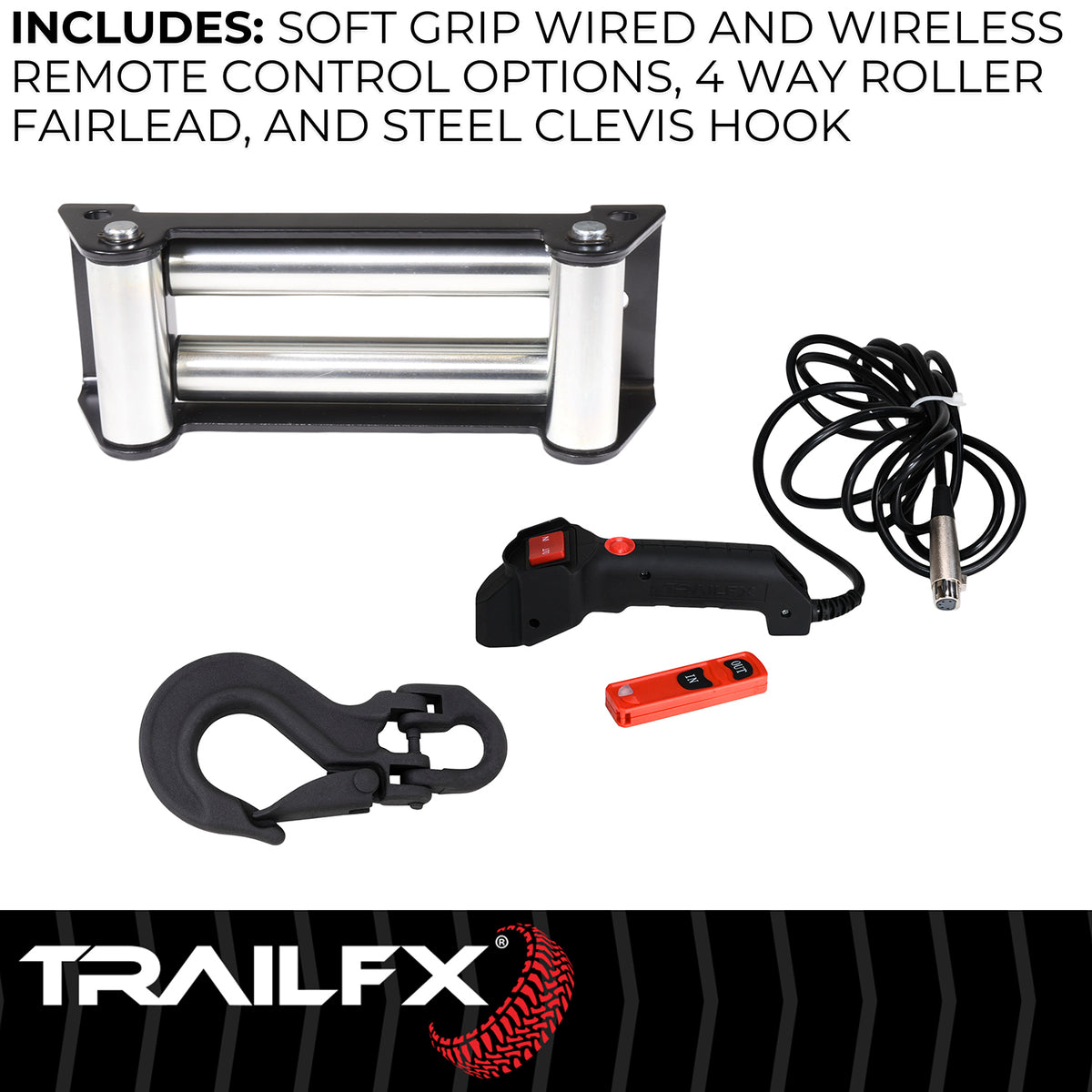 TrailFX Winch - 12 Volt Electric, 9500 Pound Line Pull Capacity, 94 Foot (WR295B)