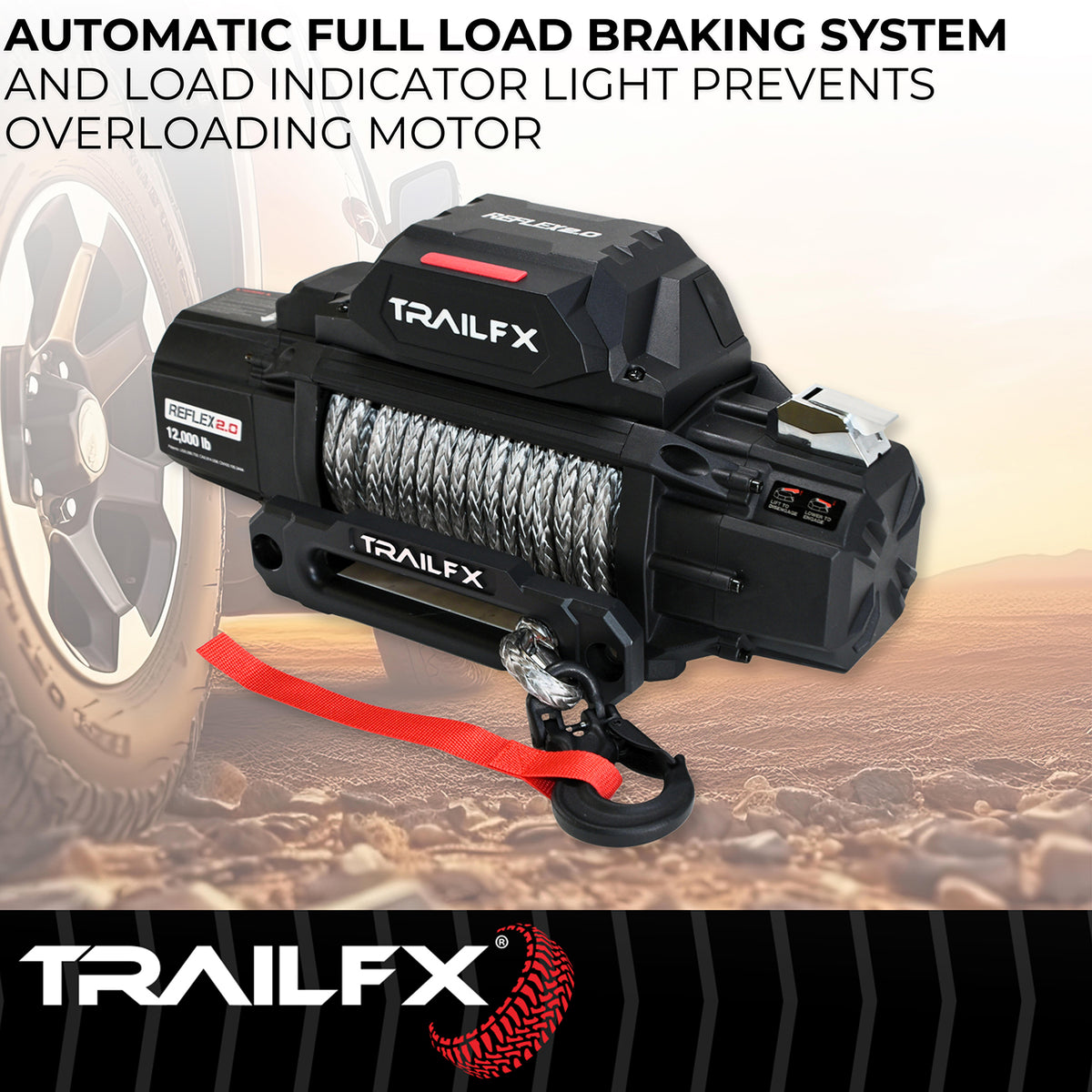 TrailFX Winch - 12 Volt Electric, 12000 Pound Line Pull Capacity, 94 Foot (WRS212B)