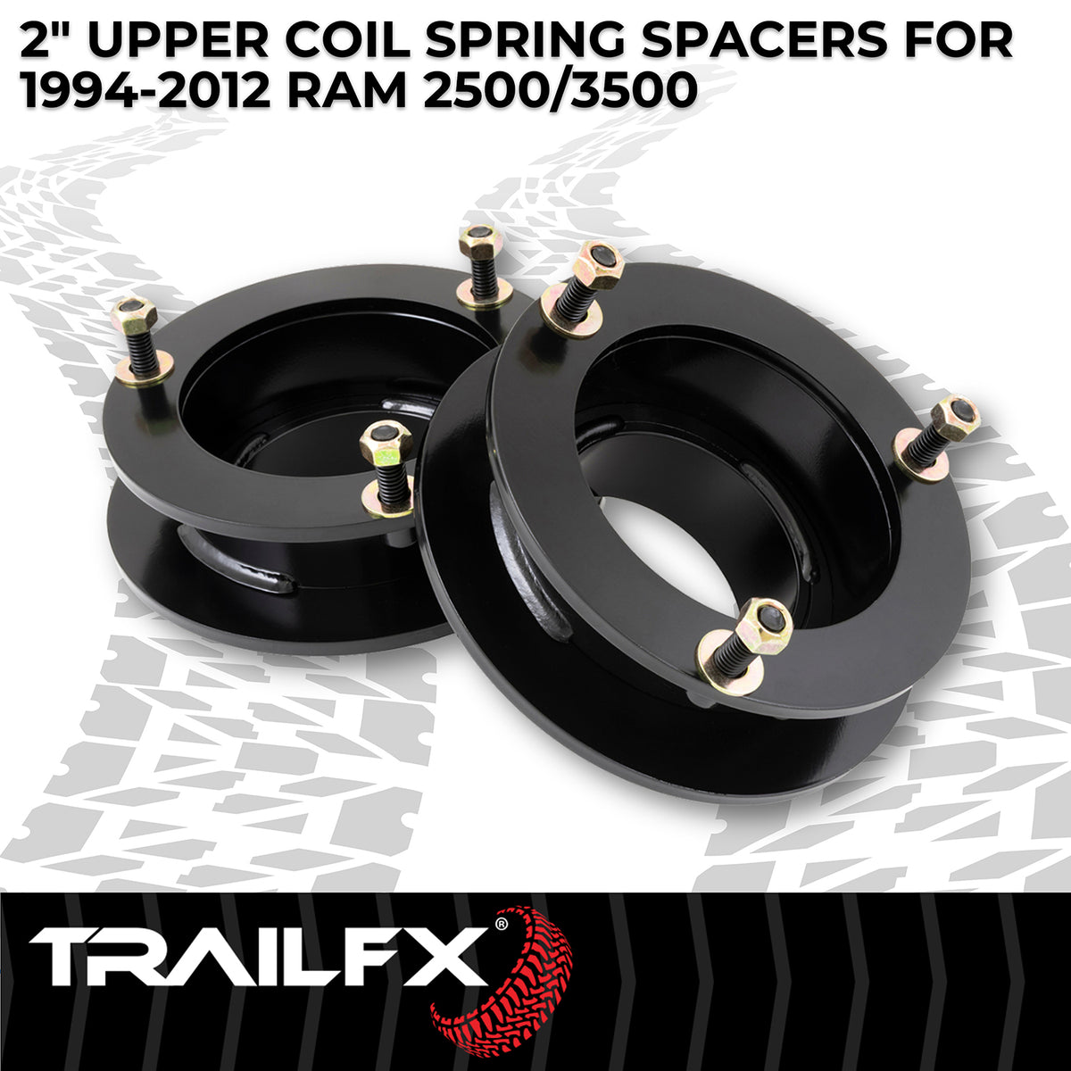 TrailFX Suspension Leveling Kit For Dodge, Ram Trucks - 1-3/4 Inch Lift, Upper Coil Spring Spacers, Steel, With (D20LL8)