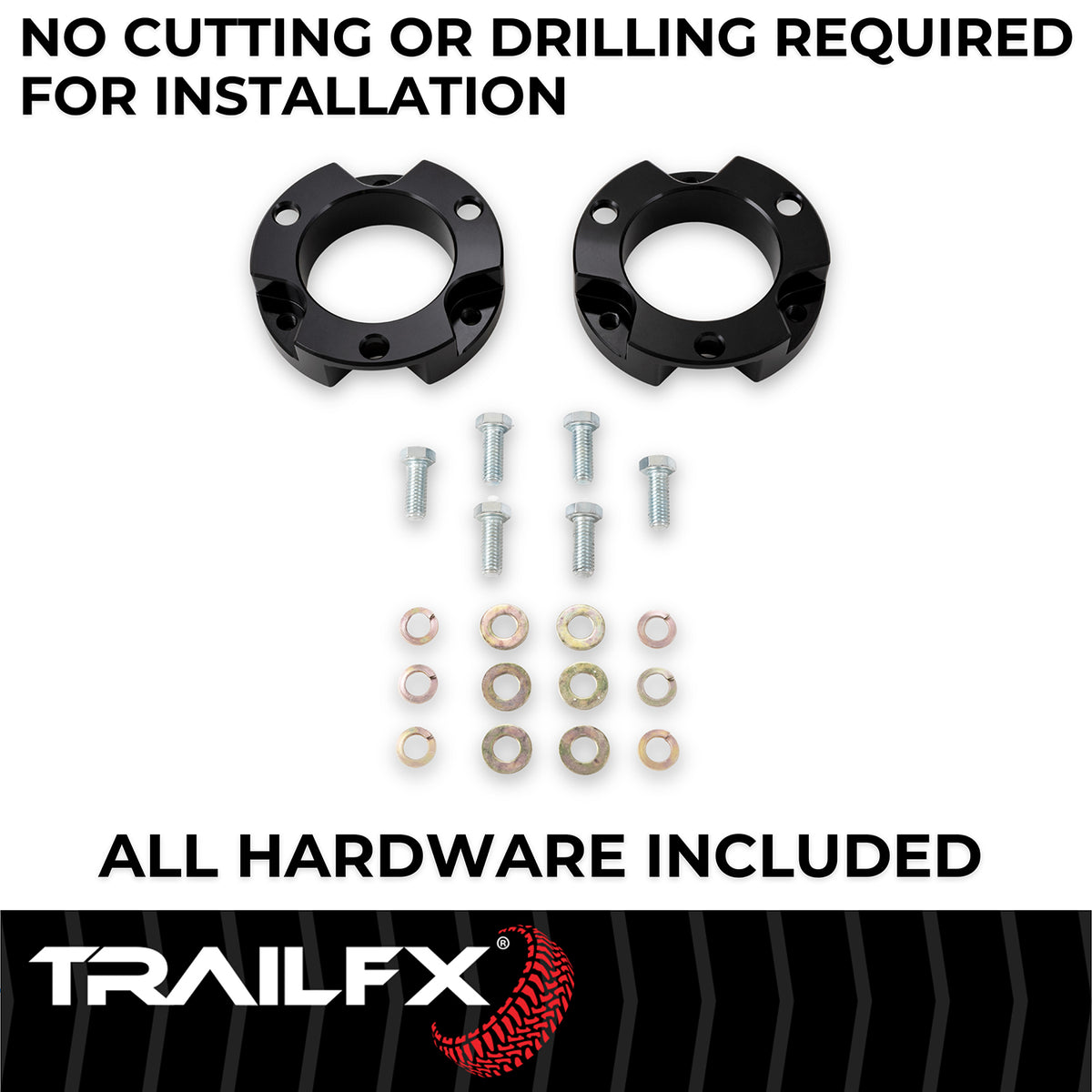 TrailFX Suspension Leveling Kit For Ford Ranger - Strut Assembly Spacers, With Spacers/ Installation Hardware (F25LL5)
