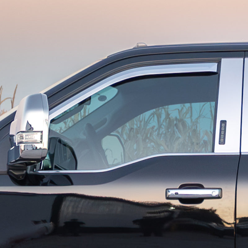 Putco 16-20 Nissan Titan Crew Cab (Set of 2) Front Only Element Chrome Window Visors