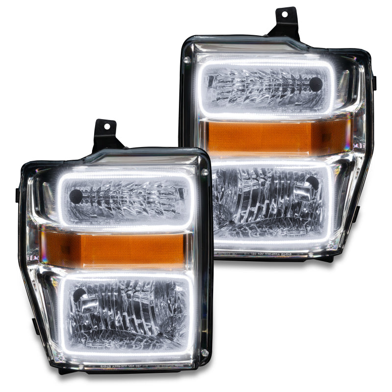 Oracle 08-10 Ford F250/350 Pre-Assembled Halo Headlights- Chrome Housing - w/o Controller