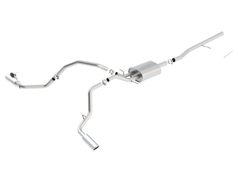 Borla 14 Silv/Sierra C/B Exhaust S-Type 1500 5.3L V8 AT/MT 2&4WD Ext Cab Split Side Exit