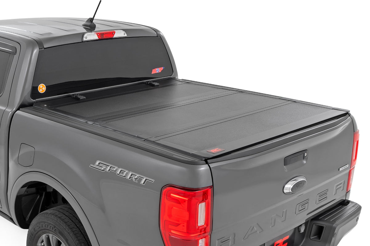 Rough Country Hard Tri-Fold Flip Up Bed Cover | 5' Bed | Ford Ranger 2WD/4WD (2019-2023)