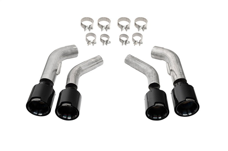 Corsa 2016-2024 Chevrolet Camaro SS / ZL1 Black Carbon Fiber 4.5in Twin Tip Kit
