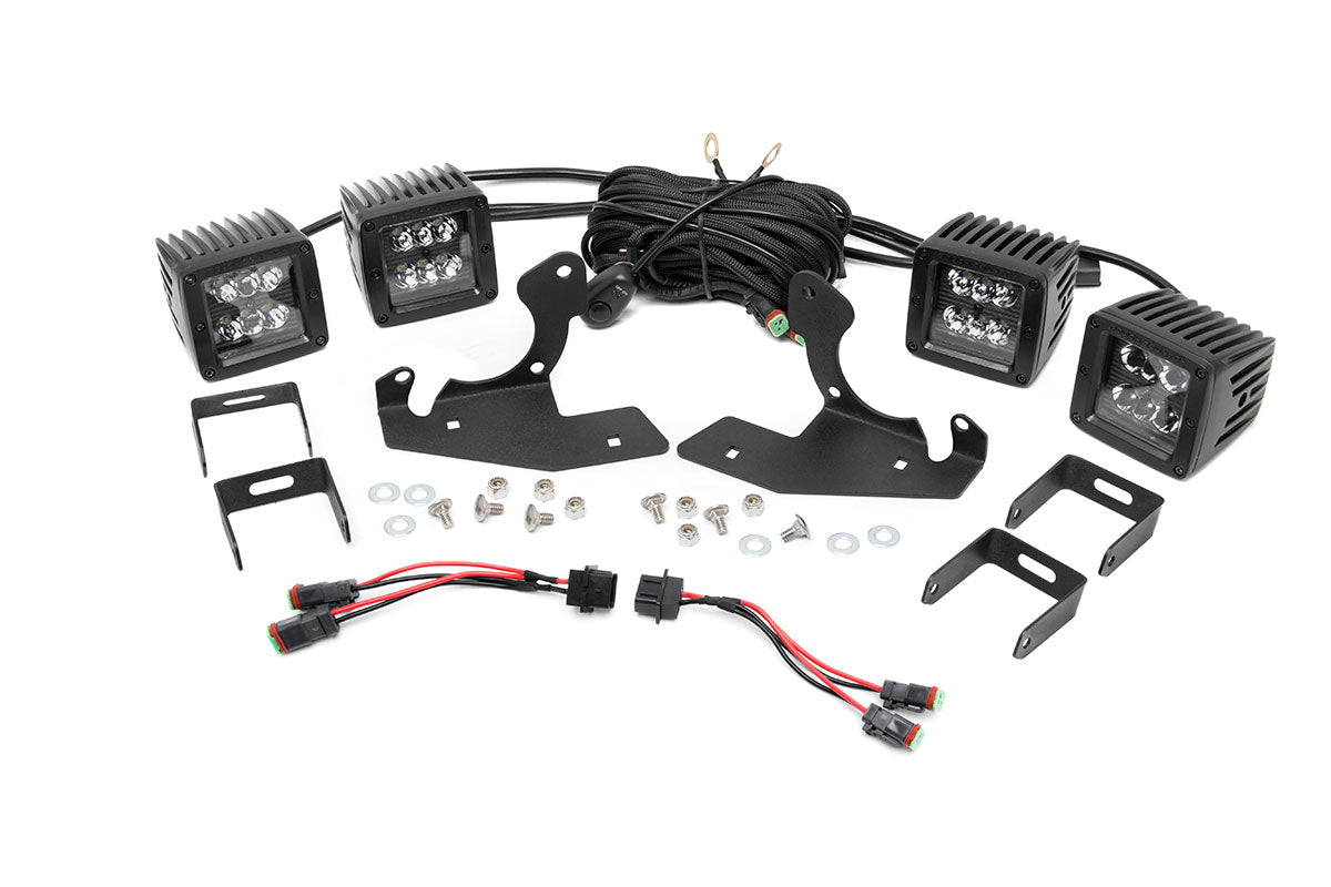 Rough Country LED Light Kit | Fog Mount | Dual 2" Black Pair | Chevy Silverado 2500 HD/3500 HD (11-14)
