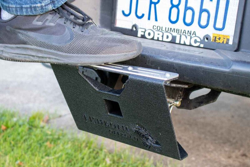 Fishbone Offroad 2In Receiver Hitch Mounted Step - Black Powdercoat Steel