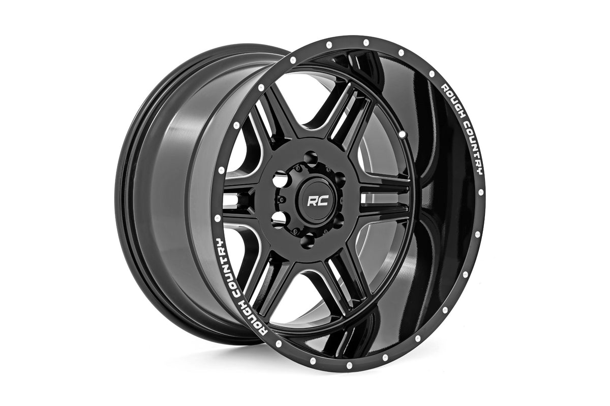 Rough Country Rough Country 92 Series Wheel | Machined One-Piece | Gloss Black | 20x12 | 6x5.5 | -44mm