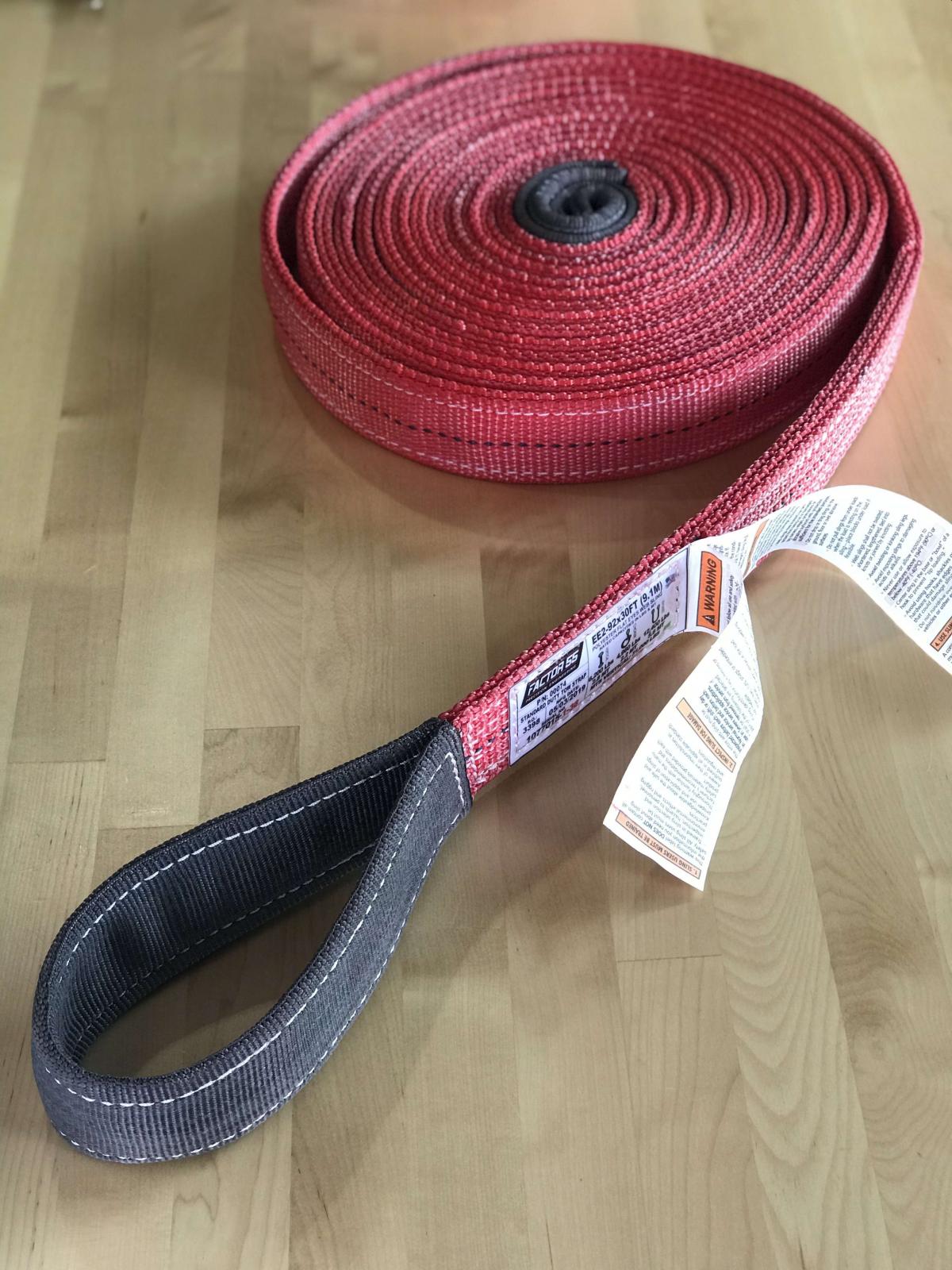 Factor 55 30 Foot Tow Strap Standard Duty 30 Foot x 2 Inch Red