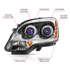 ANZO 2007-2008 GMC Acadia Crystal Headlight Chrome Amber(OE)