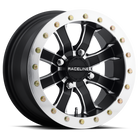 Raceline A71 Mamba 14x7in/4x156 BP/4+3 10mm Offset/132.5mm Bore - Blk & Machined Ring Beadlock Wheel