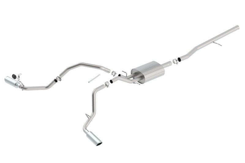 Borla 14 Silv/Sierra C/B Exhaust S-Type 1500 5.3L V8 AT/MT 2&4WD Ext Cab Split Side Exit