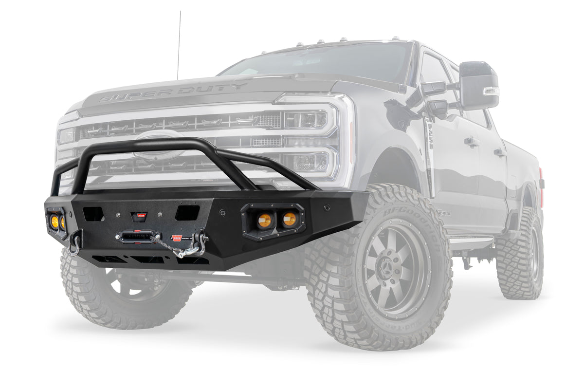 WARN Ascent HD Front Bumper with Prerunner Grille Guard for 2023-2026 Ford Super Duty