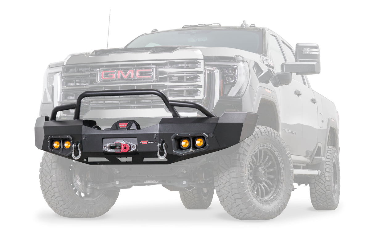 WARN Ascent HD Front Bumper with Prerunner Grille Guard for 2024-2026 GMC Sierra 2500/3500 HD