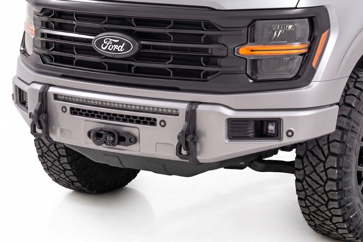 Rough Country FXS Front Bumper | JS Iconic Silver | EcoBoost | Ford F-150 2WD/4WD (2021-2025)